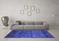 Machine Washable Abstract Blue Contemporary Rug, wshcon2850blu