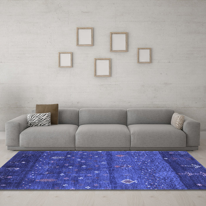 Machine Washable Abstract Blue Contemporary Rug in a Living Room, wshcon2850blu