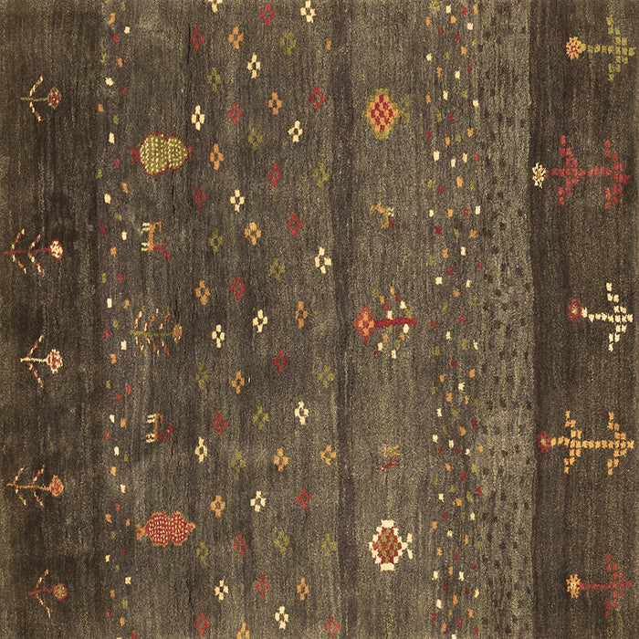 Square Machine Washable Abstract Brown Contemporary Rug, wshcon2850brn