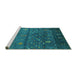 Sideview of Machine Washable Abstract Turquoise Contemporary Area Rugs, wshcon2850turq