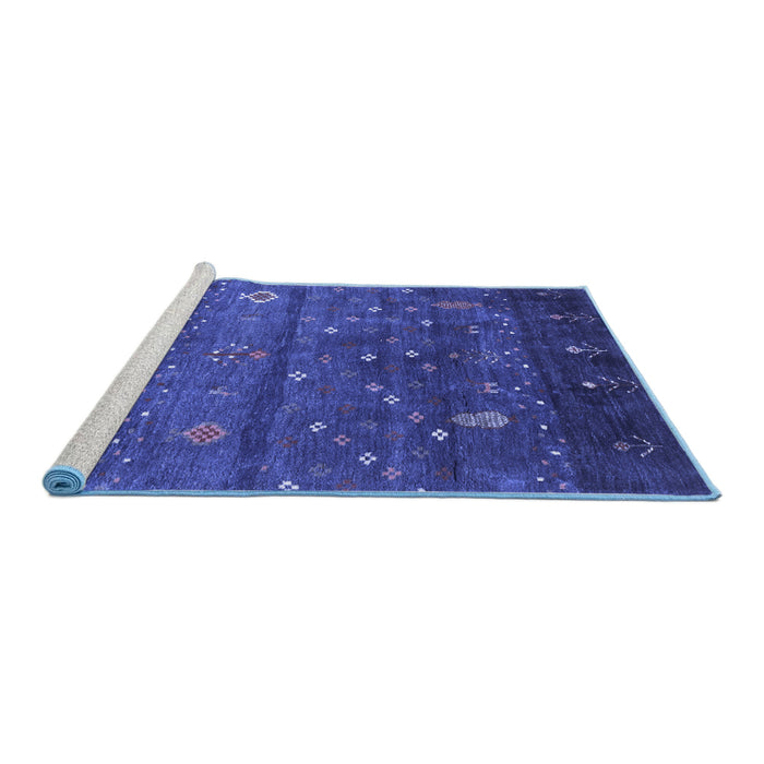 Sideview of Machine Washable Abstract Blue Contemporary Rug, wshcon2850blu