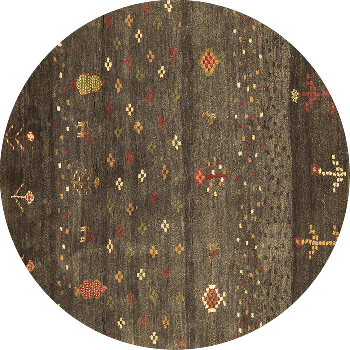 Round Machine Washable Abstract Brown Contemporary Rug, wshcon2850brn
