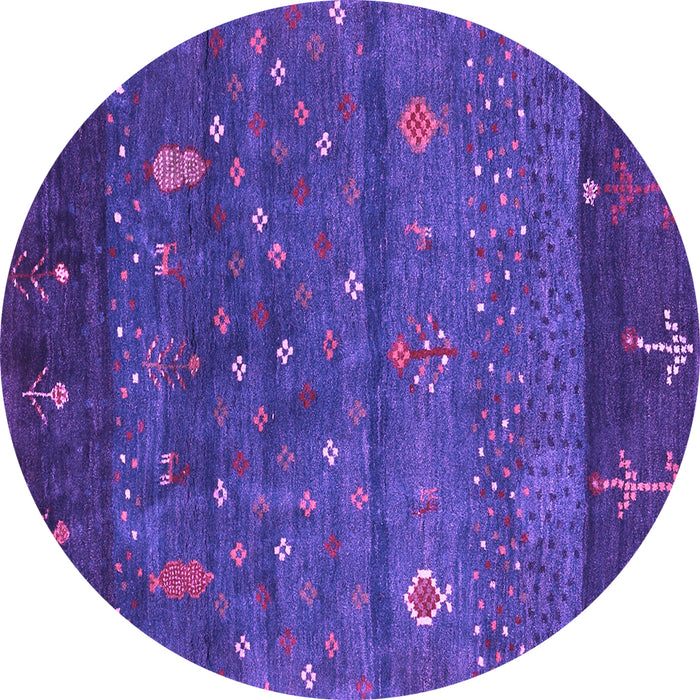 Round Machine Washable Abstract Purple Contemporary Area Rugs, wshcon2850pur