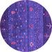 Round Machine Washable Abstract Purple Contemporary Area Rugs, wshcon2850pur