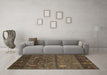 Machine Washable Abstract Brown Contemporary Rug in a Living Room,, wshcon2850brn