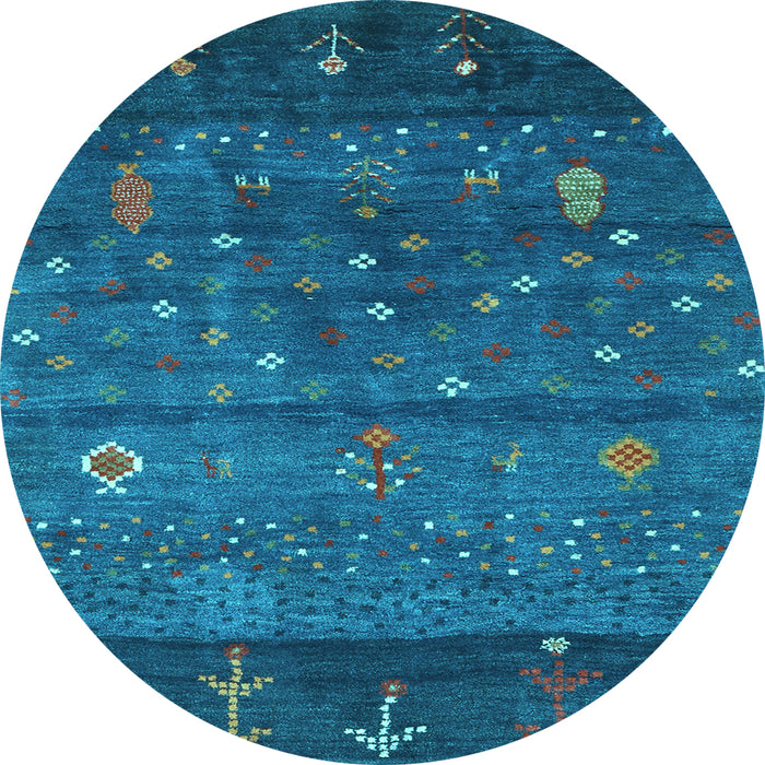 Round Abstract Light Blue Contemporary Rug, con2850lblu
