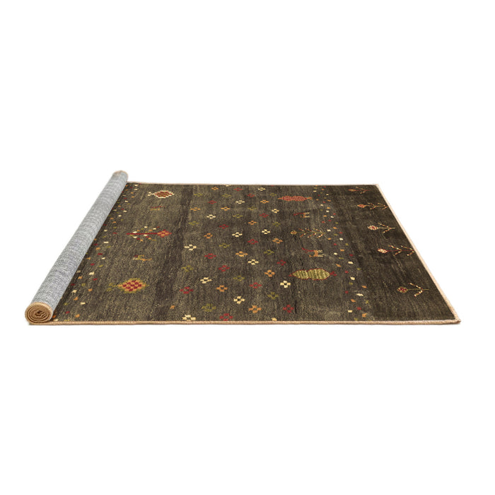 Sideview of Machine Washable Abstract Brown Contemporary Rug, wshcon2850brn