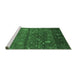 Sideview of Machine Washable Abstract Emerald Green Contemporary Area Rugs, wshcon2850emgrn