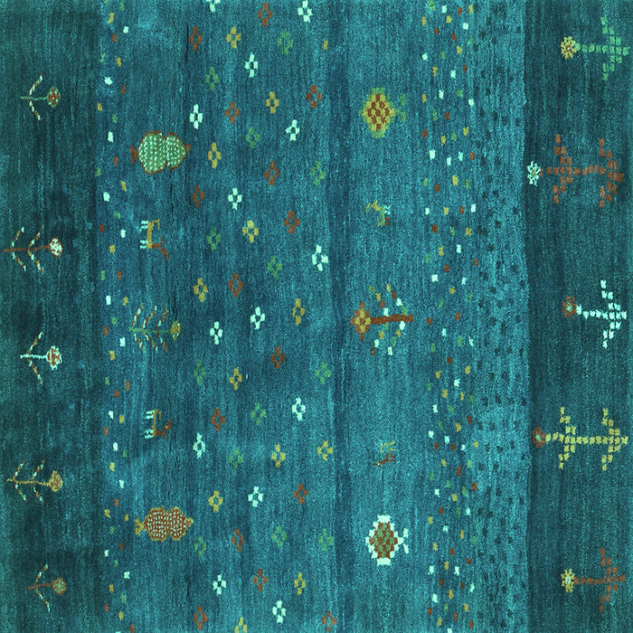 Square Machine Washable Abstract Turquoise Contemporary Area Rugs, wshcon2850turq