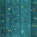 Square Machine Washable Abstract Turquoise Contemporary Area Rugs, wshcon2850turq