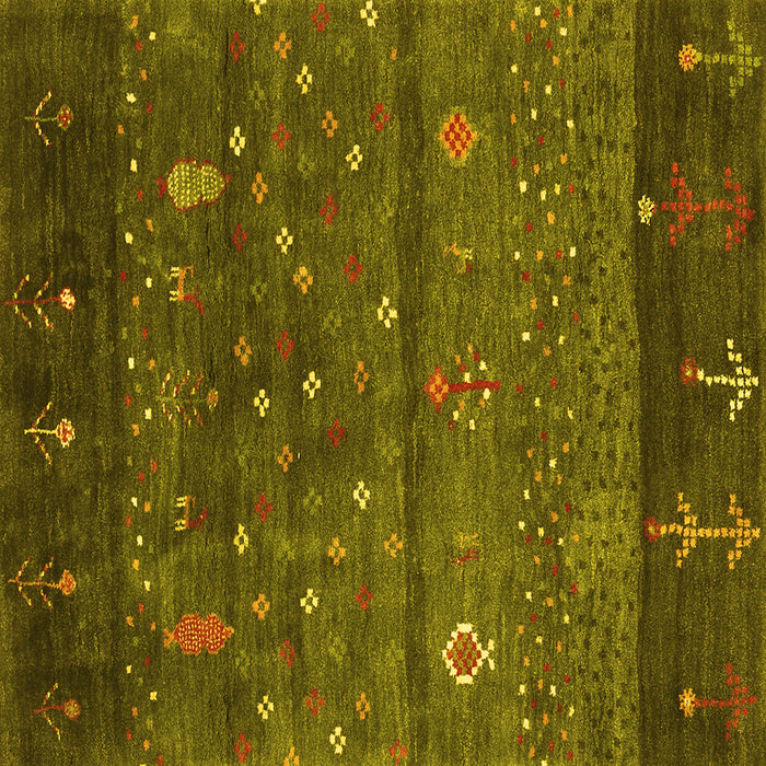 Square Abstract Yellow Contemporary Rug, con2850yw