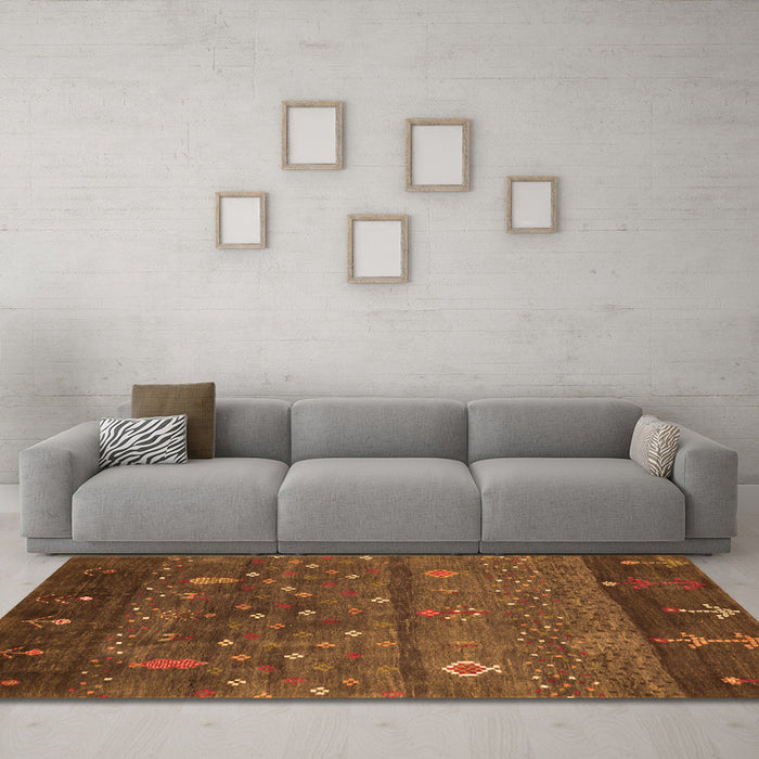 Machine Washable Abstract Orange Contemporary Area Rugs in a Living Room, wshcon2850org
