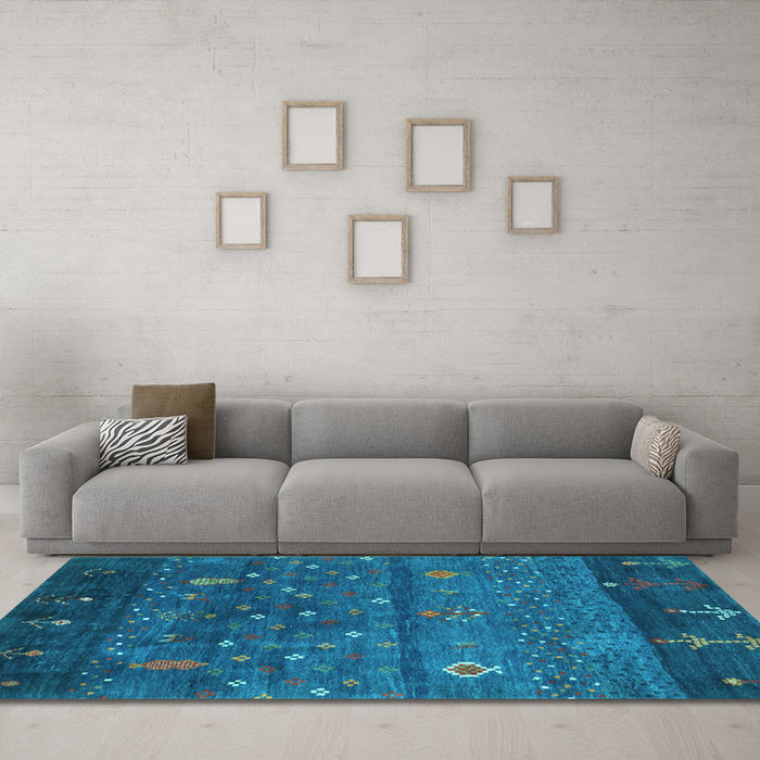 Machine Washable Abstract Light Blue Contemporary Rug in a Living Room, wshcon2850lblu