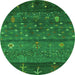 Machine Washable Abstract Green Contemporary Area Rugs, wshcon2850grn