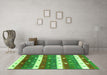 Machine Washable Southwestern Green Country Area Rugs in a Living Room,, wshcon2851grn