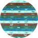 Round Southwestern Light Blue Country Rug, con2851lblu