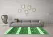 Machine Washable Southwestern Emerald Green Country Area Rugs in a Living Room,, wshcon2851emgrn