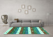 Machine Washable Southwestern Turquoise Country Area Rugs in a Living Room,, wshcon2851turq