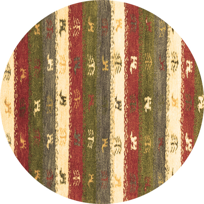 Round Machine Washable Southwestern Brown Country Rug, wshcon2851brn