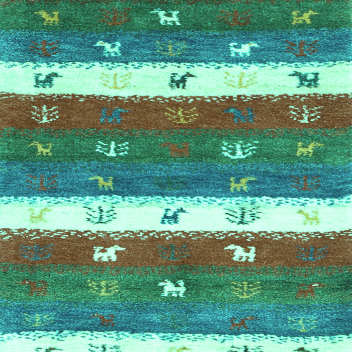 Machine Washable Southwestern Turquoise Country Area Rugs, wshcon2851turq