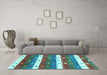 Machine Washable Southwestern Light Blue Country Rug in a Living Room, wshcon2851lblu