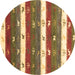 Round Southwestern Brown Country Rug, con2851brn