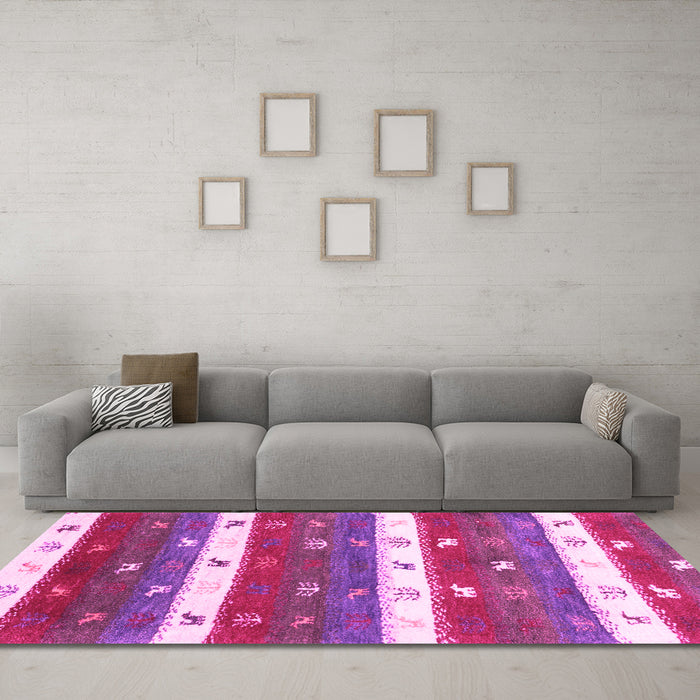 Machine Washable Southwestern Pink Country Rug in a Living Room, wshcon2851pnk