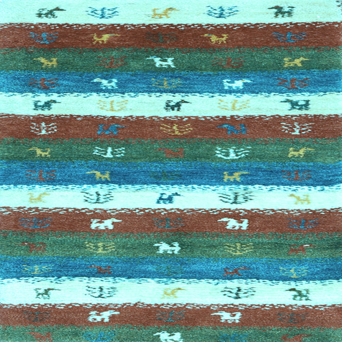 Square Machine Washable Southwestern Light Blue Country Rug, wshcon2851lblu