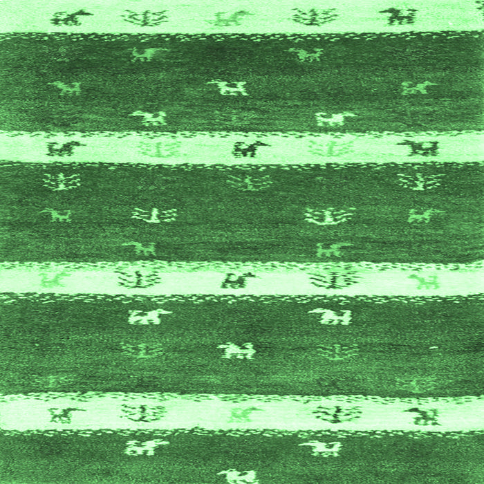 Square Machine Washable Southwestern Emerald Green Country Area Rugs, wshcon2851emgrn