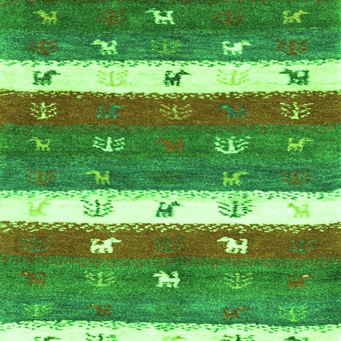 Serging Thickness of Machine Washable Southwestern Green Country Area Rugs, wshcon2851grn
