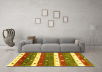 Machine Washable Southwestern Yellow Country Rug, wshcon2851yw