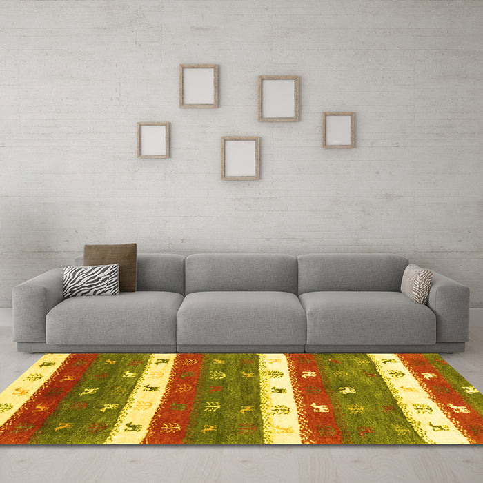 Machine Washable Southwestern Yellow Country Rug in a Living Room, wshcon2851yw