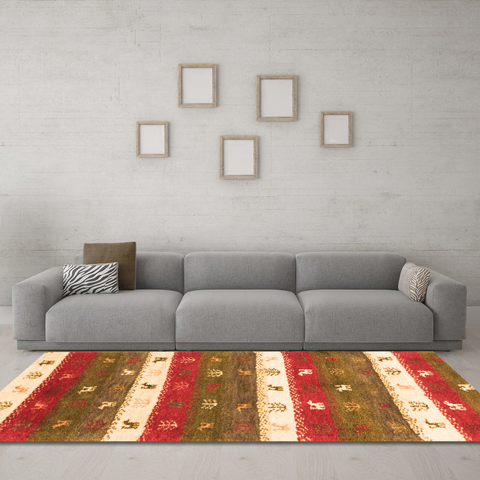 Machine Washable Southwestern Orange Country Area Rugs in a Living Room, wshcon2851org