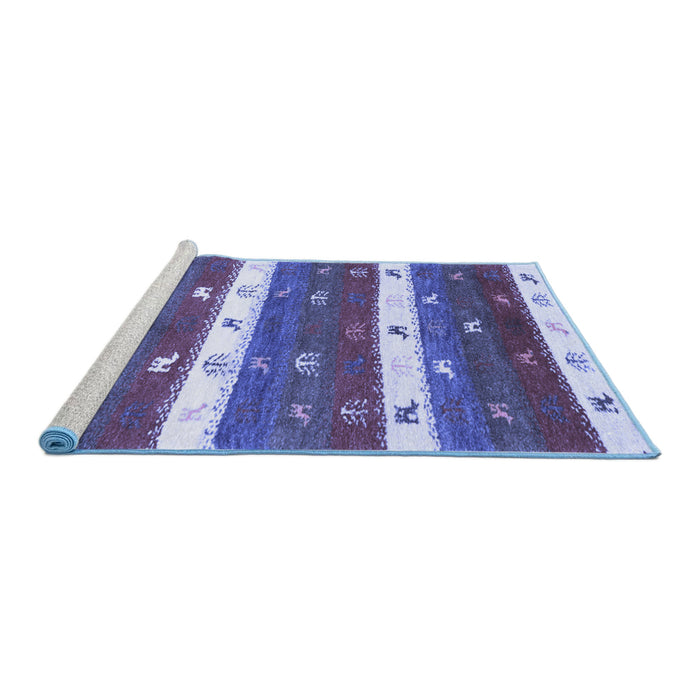 Sideview of Machine Washable Southwestern Blue Country Rug, wshcon2851blu