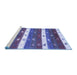 Sideview of Machine Washable Southwestern Blue Country Rug, wshcon2851blu