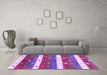 Machine Washable Southwestern Purple Country Area Rugs in a Living Room, wshcon2851pur