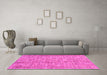 Machine Washable Abstract Pink Contemporary Rug in a Living Room, wshcon2852pnk