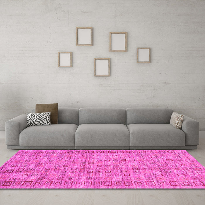 Machine Washable Abstract Pink Contemporary Rug in a Living Room, wshcon2852pnk