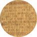 Round Abstract Brown Contemporary Rug, con2852brn