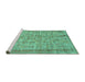 Sideview of Machine Washable Abstract Turquoise Contemporary Area Rugs, wshcon2852turq