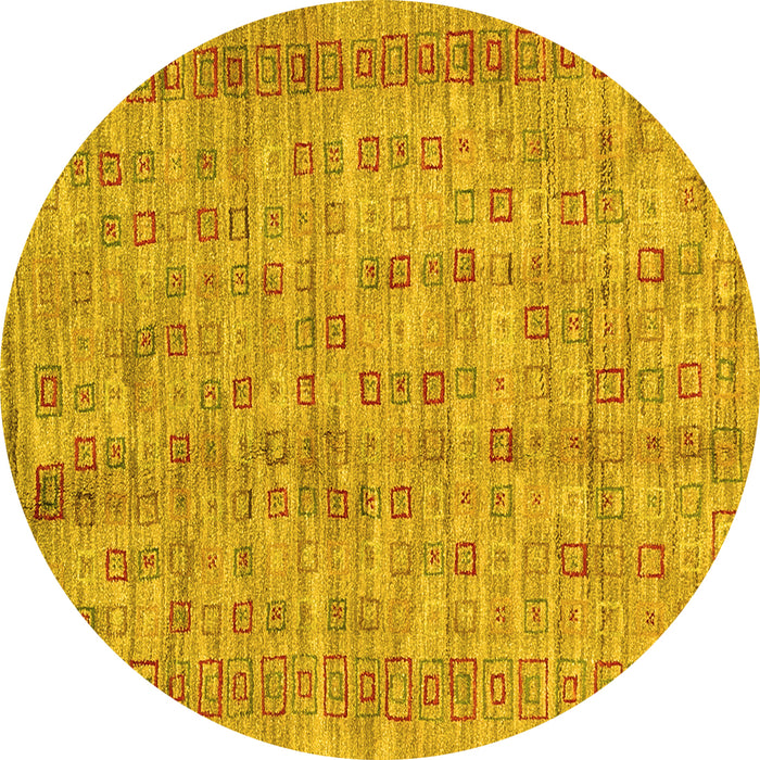 Round Abstract Yellow Contemporary Rug, con2852yw