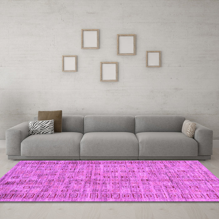 Machine Washable Abstract Purple Contemporary Area Rugs in a Living Room, wshcon2852pur