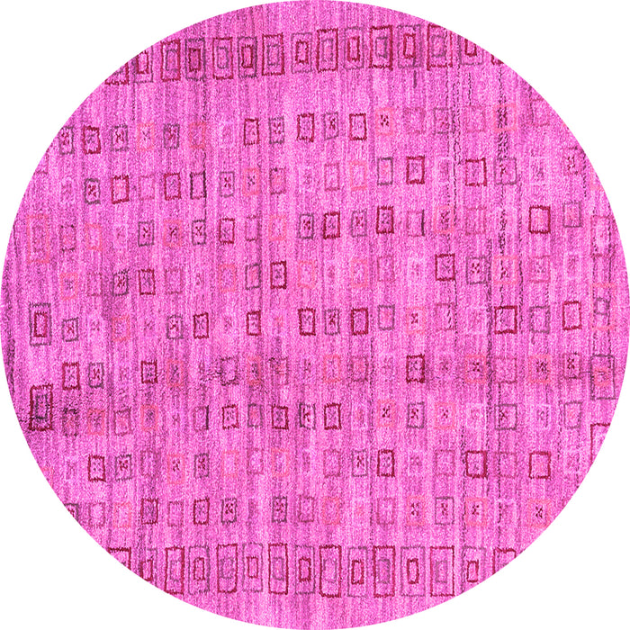 Round Machine Washable Abstract Pink Contemporary Rug, wshcon2852pnk