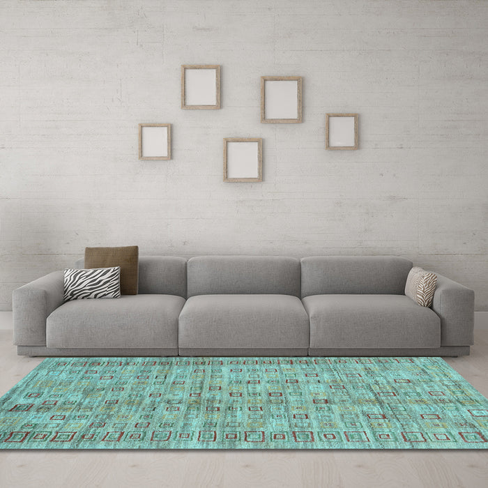 Machine Washable Abstract Light Blue Contemporary Rug in a Living Room, wshcon2852lblu
