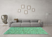 Machine Washable Abstract Turquoise Contemporary Area Rugs in a Living Room,, wshcon2852turq