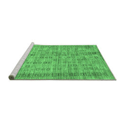 Sideview of Machine Washable Abstract Emerald Green Contemporary Area Rugs, wshcon2852emgrn