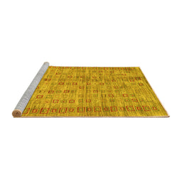 Sideview of Machine Washable Abstract Yellow Contemporary Rug, wshcon2852yw