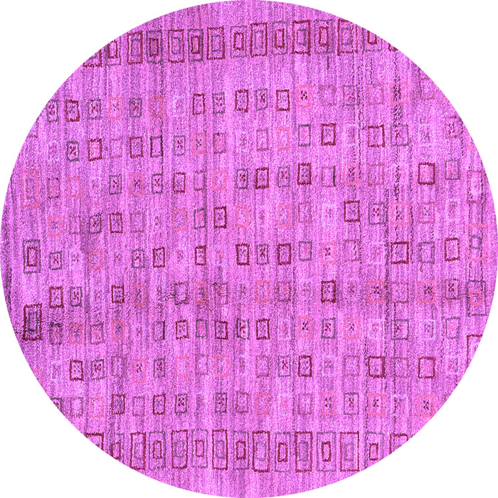 Round Abstract Purple Contemporary Rug, con2852pur