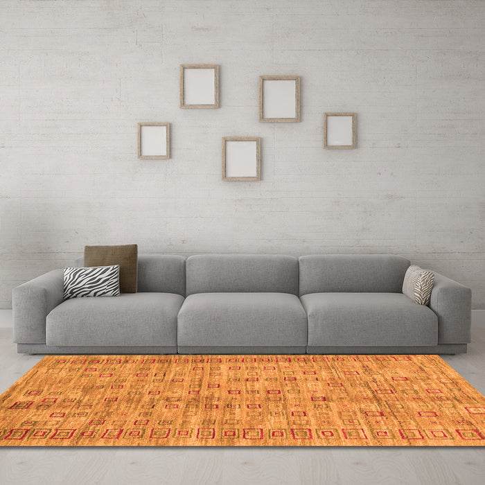 Machine Washable Abstract Orange Contemporary Area Rugs in a Living Room, wshcon2852org