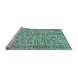 Sideview of Machine Washable Abstract Light Blue Contemporary Rug, wshcon2852lblu